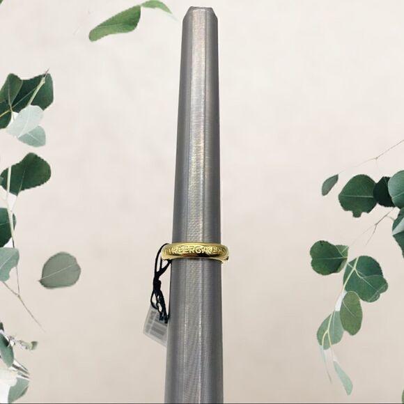 Gold Tone & White Geometric Fashion Ring by Dyrberg/Kern of Denmark, Size 5.5 - Picture 5 of 7